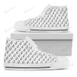 White And Black Fishing Hooks Print White High Top Shoes For Men And Women