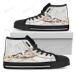 White Gold Grunge Marble Print Men's High Top Shoes