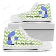 Green Wave Pattern Poodle High Top Shoes