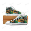 Dinosaurs Print Pattern High Top Shoes White