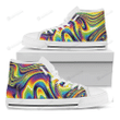 Trippy Rave Print White High Top Shoes For Men And Women