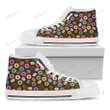 Colorful Donut Pattern Print White High Top Shoes For Men And Women