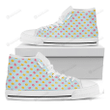 Pink And Yellow Macaron Pattern Print White High Top Shoes For Men And Women