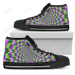 Neon Psychedelic Optical Illusion Men's High Top Shoes