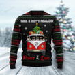 Pug Dogs Carrying Gift Christmas On The Red Car Ugly Christmas Sweater, All Over Print Sweatshirt
