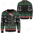 Meowy Christmas Black Cat Christmas Pattern Black Ugly Christmas Sweater, All Over Print Sweatshirt