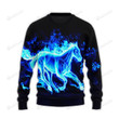 Blue Flame Hores Ugly Christmas Sweater, All Over Print Sweatshirt