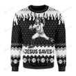 Jesus Saves Baseball Christmas Ugly Christmas Sweater, All Over Print Sweatshirt