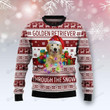 Golden Retriever Dog Through The Snow Ugly Christmas Sweater, All Over Print Sweatshirt