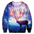 Glowing Christmas Deer Cool Icon Ugly Christmas Sweater, All Over Print Sweatshirt