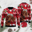 Red Dachshund And Fuck Ugly Christmas Sweater, All Over Print Sweatshirt