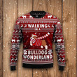 Walking In A Bulldog Wonderland Ugly Christmas Sweater, All Over Print Sweatshirt