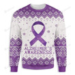 Purple Ribbon Alzheimer Awareness Ugly Christmas Sweater