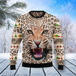 Leopard Ugly Christmas Sweater, All Over Print Sweatshirt