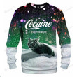 Cocaine Everywhere Snow Cat Ugly Christmas Sweater, All Over Print Sweatshirt