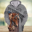 Horse Lover Grey Never Walk Alone 3D All Over Print Hoodie, Zip-Up Hoodie