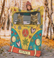 Cat Drive A Hippie Van And Peace Sign Gift For Cat Lover Sherpa Fleece Blanket