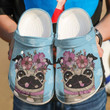 Pug Love Flower Crocs Crocband Clogs, Gift For Lover Pug Love Flower Crocs Comfy Footwear