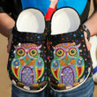Owl Colorful Bling Bling Crocs Crocband Clogs, Gift For Lover Owl Colorful Bling Bling Crocs Comfy Footwear