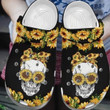 Sunflower Skull Crocs Crocband Clogs, Comfy Footwear Men And Women Size US