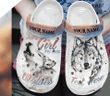 Custom Name Wolf Girl Crocs Crocband Clogs, Gift For Lover Wolf Girl Crocs Comfy Footwear