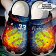 Personalized Fire And Water Softball Crocs Crocband Clogs, Gift For Lover Softball Crocs Comfy Footwear