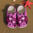 Hibiscus Flamingoes Crocs Crocband Clogs, Gift For Lover Hibiscus Flamingoes Crocs Comfy Footwear