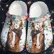 Horses Flower Crocs Crocband Clogs, Gift For Lover Horses Flower Crocs Comfy Footwear