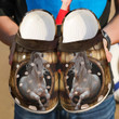 Horse White Crocs Clog Shoes Crocband, Unisex Fashion Style For Women And Men