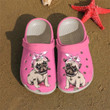 Pug Pink Crocs Crocband Clogs, Gift For Lover Pug Pink Crocs Comfy Footwear