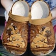Pug Wooden Crocs Crocband Clogs, Gift For Lover Pug Wooden Crocs Comfy Footwear