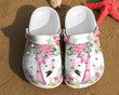 Flamingo Flower Crocs Crocband Clogs, Gift For Lover Flamingo Flower Crocs Comfy Footwear