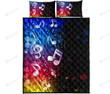 Multi-Color Music Notes Quilt Bed Set