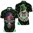 American Grown Irish Roots Saint Patrick Day Skull 3D Polo Shirt