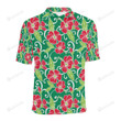 Red Hibiscus Pattern Unisex Polo Shirt