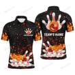 Flame Bowling Personalized Unisex Polo Shirt, Bowlers Jersey Unisex Golf Shirt