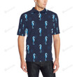 Seahorse Blue Neon Pattern Unisex Polo Shirt