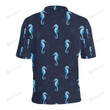 Seahorse Blue Neon Pattern Unisex Polo Shirt
