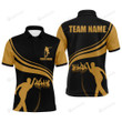 Personalized Bowling Unisex Polo Shirt, Black and Gold Unisex Golf Shirt
