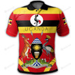 Uganda Pride Uganda Flag With Grey Crane Crowned Polo Shirt