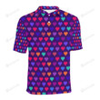 Heart Pixel Pattern Unisex Polo Shirt