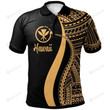 Hawaii Gold Polynesian Tentacle Tribal Pattern Polo Shirt