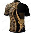 Hawaii Gold Polynesian Tentacle Tribal Pattern Polo Shirt