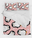 Penguin Pattern Pink Bedding Set Bed Sheets Spread Duvet Cover Bedding Sets