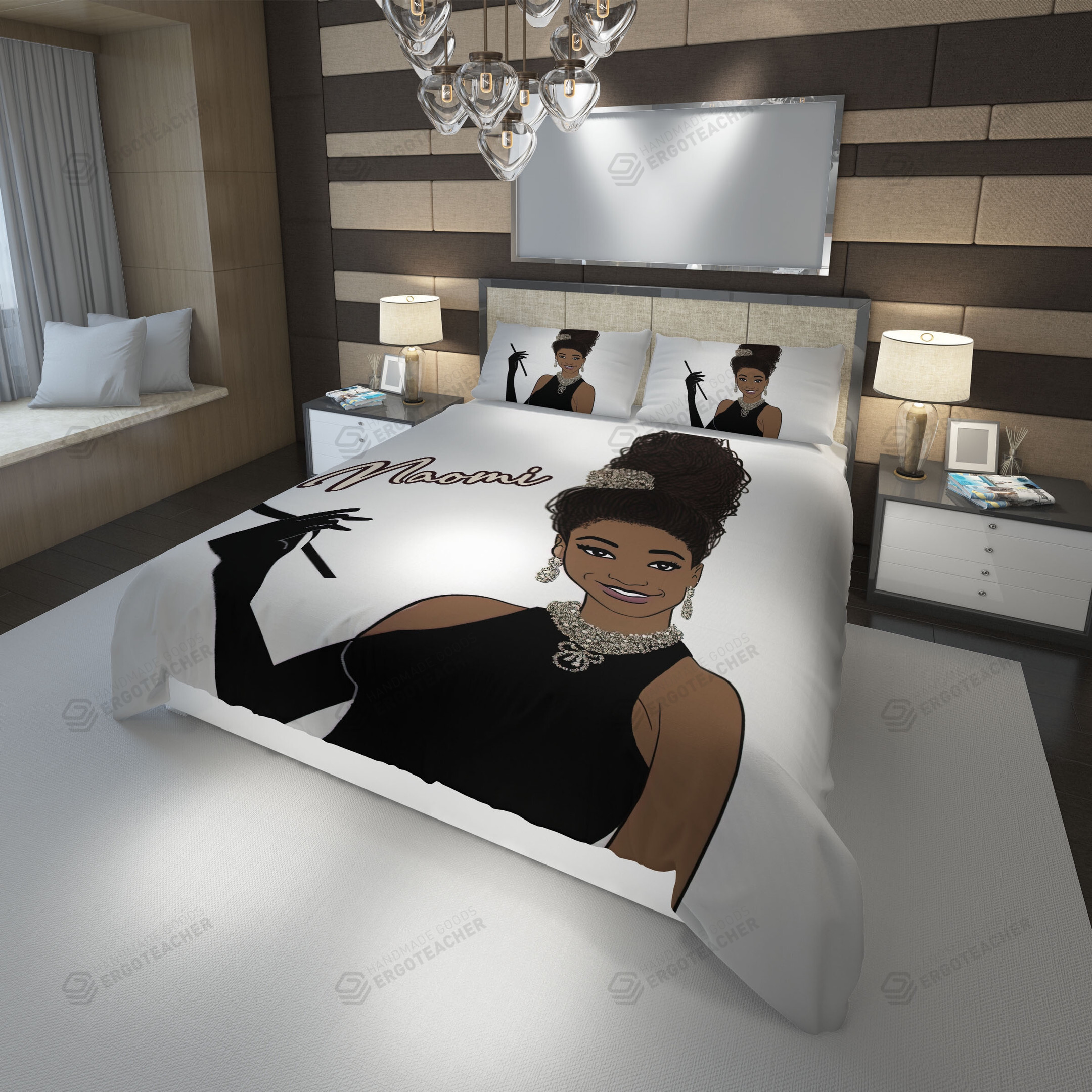 Personalized Classy Black Girl Princess Duvet Cover Bedding Set
