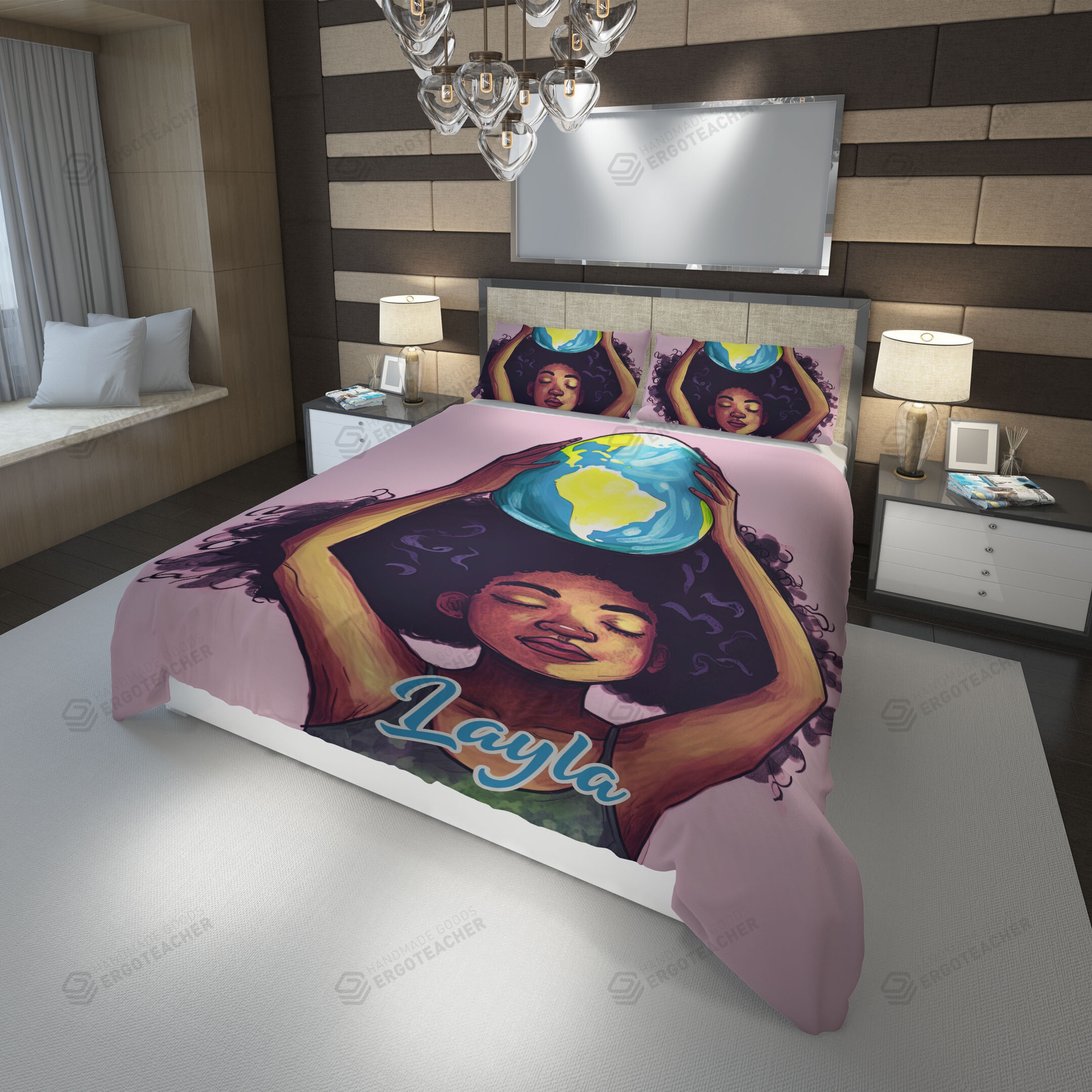 Personalized African American Woman Black Girl Magic Heal The World Duvet Cover Bedding Set