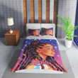 Personalized Black Girl Braided Ponytail Colorful Star Duvet Cover Bedding Set