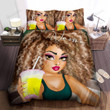 Personalized Black Girl Drinking So Cute Duvet Cover & Pillow Cases Bedding Set
