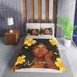 Personalized Black Girl Yellow Flower Duvet Cover Bedding Set