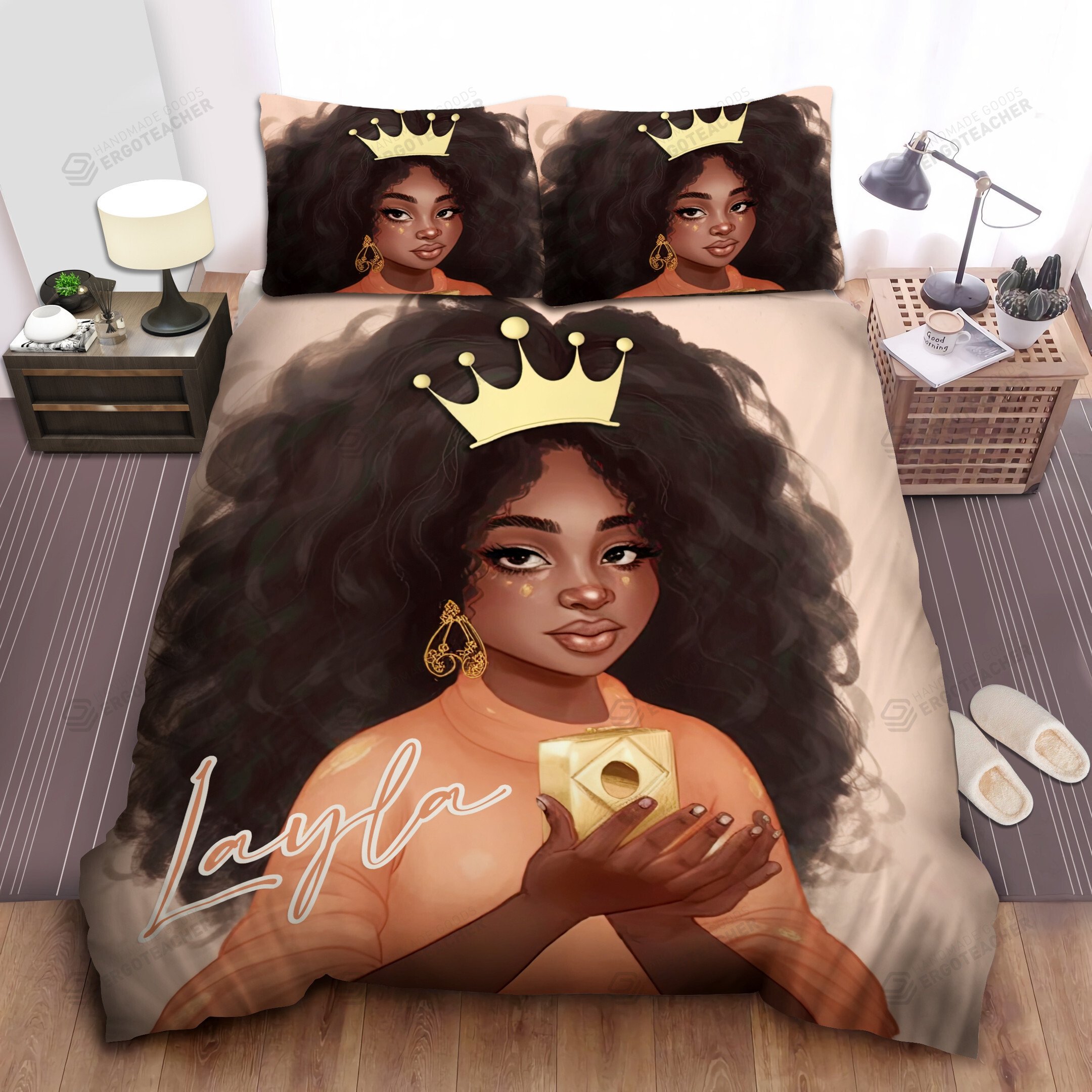 Personalized Black Queen Girl Duvet Cover Bedding Set